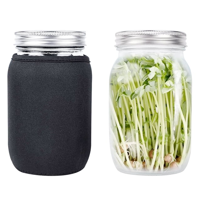 4PCS Glass Sprouting Jars Kit Seed Starter Seed Sprouting Jar Kit with 1 Wide Mouth Mason Jars(1000ML)
