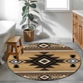 thumbnail image 4 of Brown Southwest Large Area Rugs for Bedroom Living Room, Soft Non Slip Carpet Bedside Rug, Boho Aztec Ethnic Abstract Geometric Round Floor Cover Kitchen Accent Rug 4' for Dining Room/Office, 4 of 9