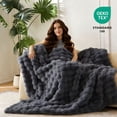 thumbnail image 4 of ROSEKIND ultra-soft 680GSM Faux Fur Ribbed Throw Blanket for Sofa & Bed, Cozy Gift for Adults & Friends, 50x60in, Midnight Dark Grey, 4 of 8