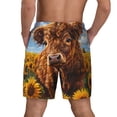 thumbnail image 2 of Lsque Mens Swim Trunks Cloud Sky Sunflower Cow Pattern - Bathing Suit Compression Liner - Beach Swim Shorts Swimwear - (S-3XL) - Stretch Quick Dry -Small, 2 of 9