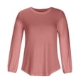 thumbnail image 5 of Besolor Women's Fall Spring Tunic Tops Crew Neck Long Sleeve Basic Blouses Solid Color Casual Plus Size Ladies T-Shirts, 5 of 8