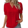 Red Plus Size Tops For Women Summer Lace V Neck Plain Lace Elegant ...