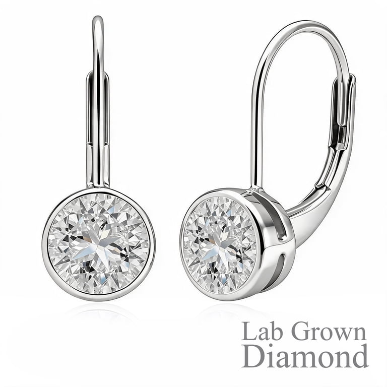 JeenMata 0.50 Carat Lab Grown Diamond Bezel Leverback Earrings photo 1