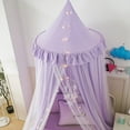 thumbnail image 4 of Bed Canopy for with Lights,Double Layer Princess Round Dome Dreamy Mosquito Net Bedding Girls Room Castle Play Tent Hanging House Decor Reading Nook Canopies(Purple/White), 4 of 13