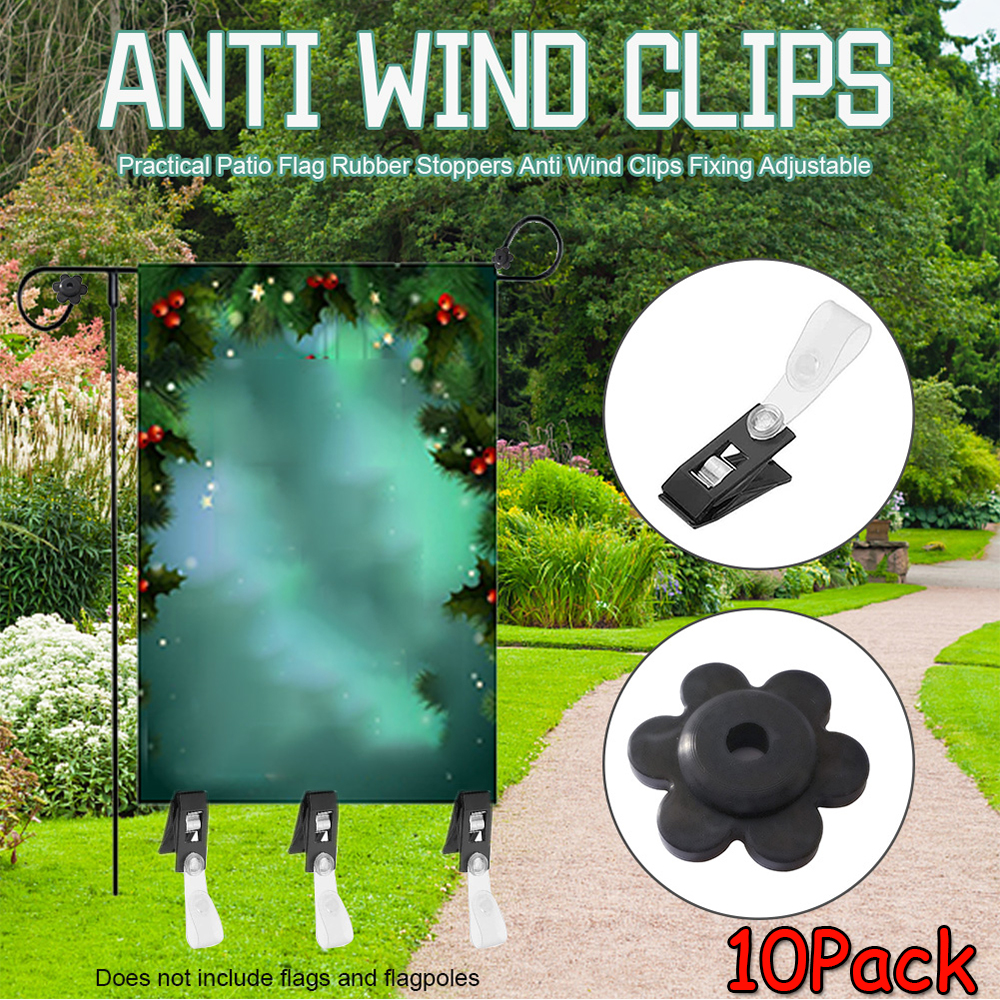 Elbourn 10 Piece Flag Blocks, Garden Flag Rubber Stoppers, Wind Clips