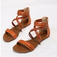 thumbnail image 5 of Sandals Women Dressy Summer Flat Strappy Cute Casual Beach shoes Gladiator Sandals Cute Strappy Sandals with Zipper Summer Shoes Orange Women Sandal, 5 of 6