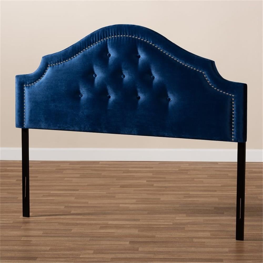 Bowery Hill Modern Velvet Tufted and Queen Headboard in Blue