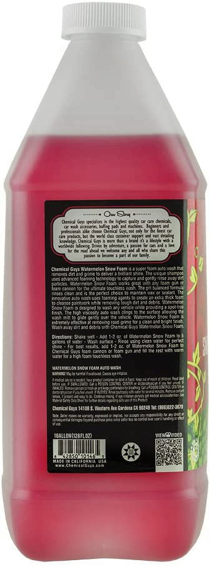 Chemical Guys CWS208 Watermelon Snow Foam Car Wash Soap (Works with Foam Cannons / Guns or Bucket Washes) Safe for Trucks, Motorcycles, RVs & More, 128 fl oz (1 Gallon), Watermelon Scent