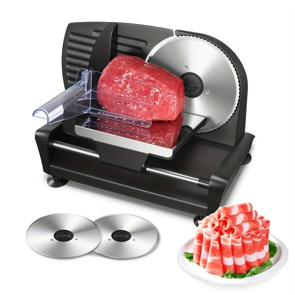 200W Electric Meat Slicer - Removable 7.5" Blades,0-15Precise Thickness Control, Stainless Steel,for Deli/Ham/Bread/Fruit, Includes Food Carriage,Compact Sleek Design, Home Kitchen Appliance for Pros