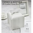 thumbnail image 4 of Tissue Box Cover, Square Decorative PU Leather Tissue Box Holder Modern Tissue Case Facial Paper Organizer Dispenser for Bathroom, Vanity Countertop, Night Stands, Desk 5X5X5'' | Off White, 4 of 7