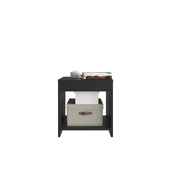 Dtwnek Modern End Table Beside Table with 1 Open Shelf, Wood Nightstand for Living Room, Bedroom, Black