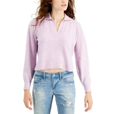 Hooked Up by IOT Juniors V-Neck Collared Sweater