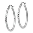 thumbnail image 2 of FB Jewels Sterling Silver Rhodium-plated 2.00mm Diamond Cut Hoop Earrings, 2 of 3