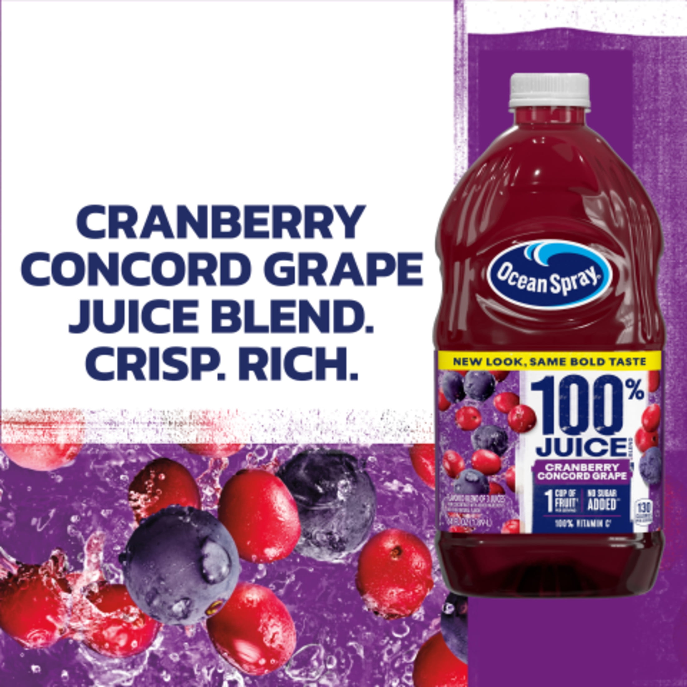 Ocean Spray® 100% Juice Cranberry Grape Juice Blend, 64 fl oz Bottle