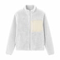 thumbnail image 5 of Smsaxvxz Women's Lamb Wool Warm Jacket Fashion Solid Long Sleeve Full Zip Coats Fall Winter Tops with Pockets White M, 5 of 7