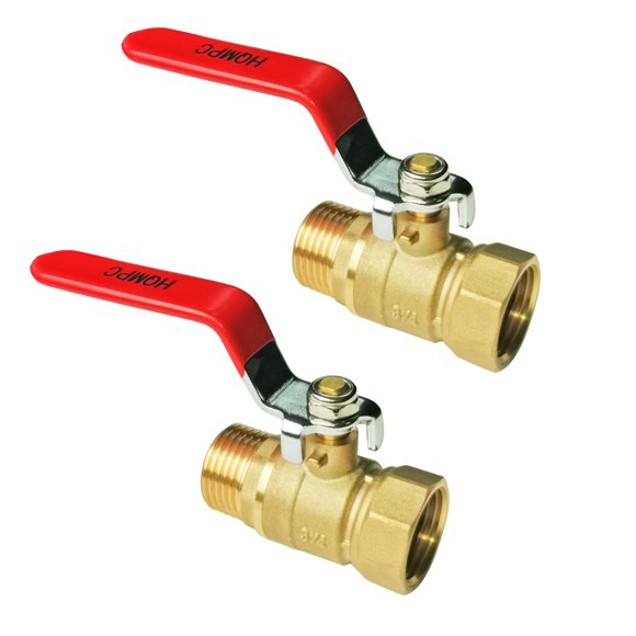 HQMPC Valve d'Arrêt de Jardin en Laiton Valves à Bille 3/4 Pouces GHT Valve d'Arrêt de Tuyau Grande Fllow 2 Pcs Long Manche