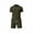 Olive Green, variant on ZToonmas Men's 2 Piece Summer Outfit Set Short Sleeve Collared Shirt with Drawstring Shorts for Daily and Sports