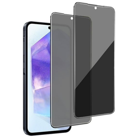 ZYQEEE 2 Pack Privacy Screen Protector for Samsung Galaxy A55 6.6in, Anti-Spy Tempered Glass, Bubble-Free, Easy Install