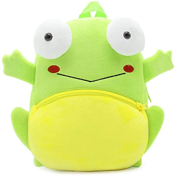 Mochila para niños pequeños Mochilas de animales del zoológico Bolsa de felpa linda Dibujos animados 10 "Bolsa de libros preescolar para 1-6 años Niñas Niños Rana Sailing Electrónica