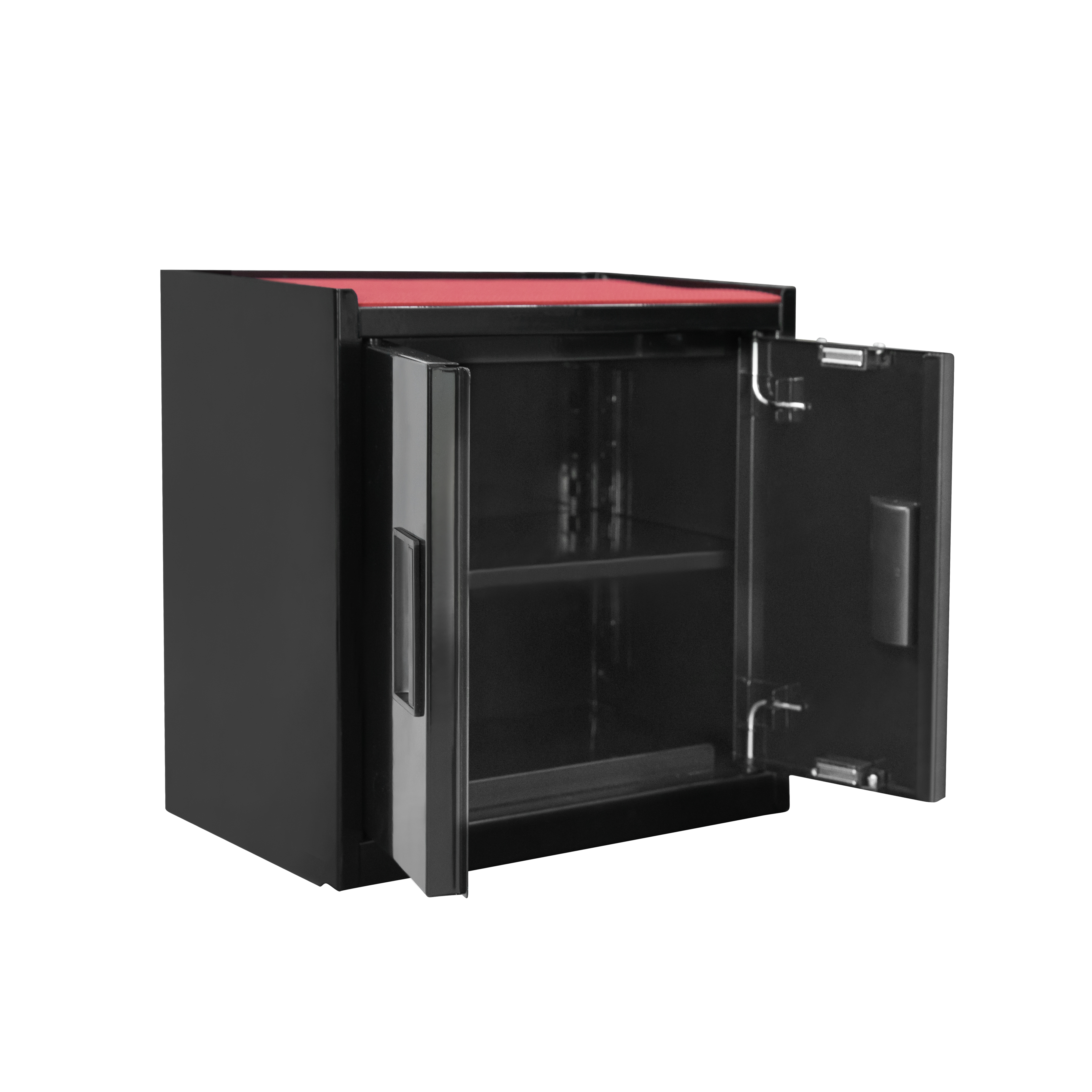 Gabinete mini para herramientas Hyper Tough de 11.6 pulg. de acero, negro, doble puerta y tapete antideslizante 2