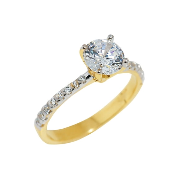10K Solid Gold Ladies CZ Engagement Ring - Size 9