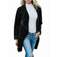 thumbnail image 2 of Women'S Solid Long Sleeve Velvet Jacket Open Front Cardigan Coat with Pockets Outerwear Black XL, 2 of 6