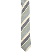 Altea Milano Men's Blue Brown And Cream Horizontal Cotton Stripe Necktie - One Size