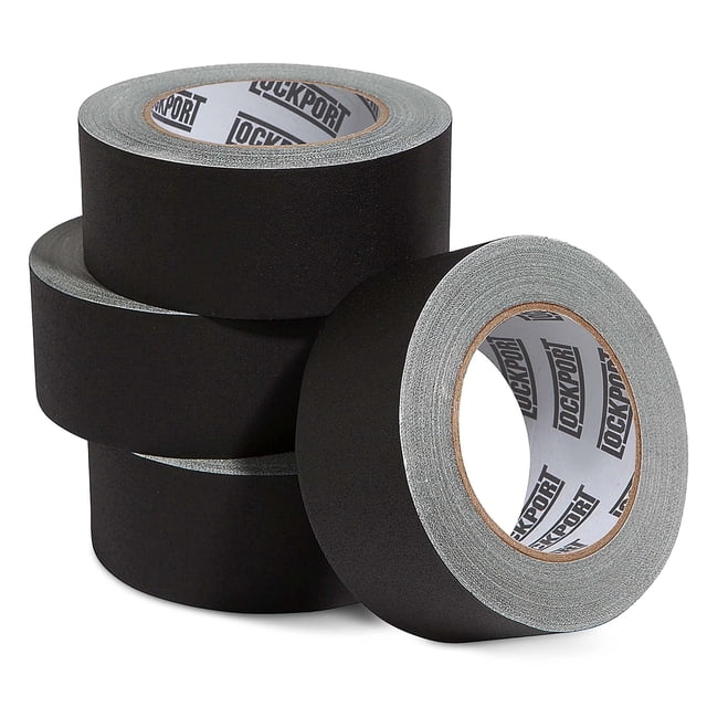Lockport Ruban Gaufré Noir 2 Pouces - 4 Pack Ruban Gaufré Noir - 30 Yards x 2 Po - Sans Résidu, Résistant à l'Eau, Non Réfléchissant, Facile à Déchirer - Multipurpose - Ruban Gaufré Noir
