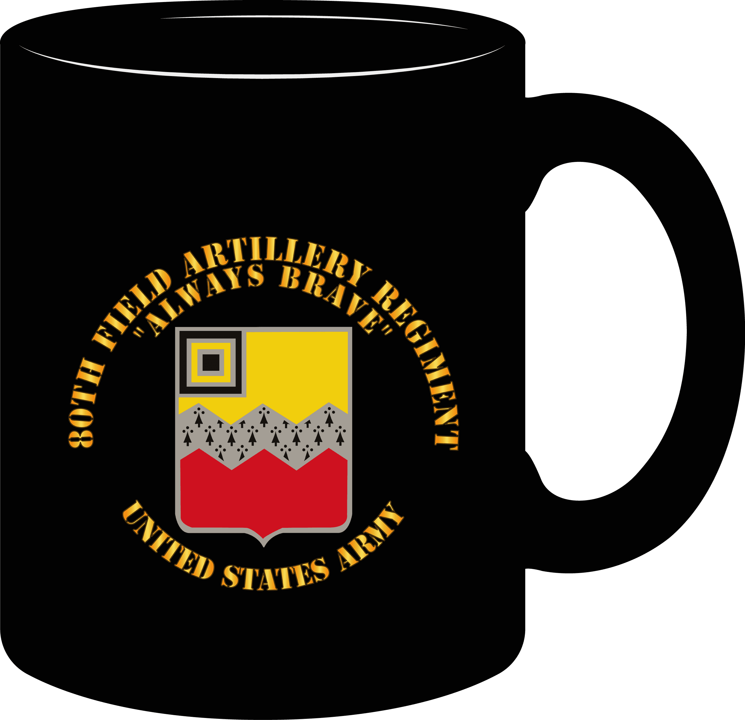 Black, 11 Oz, Coffee Mug Army 80th Field Artillery Regiment