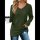 thumbnail image 2 of Blusas de Larga para Mujer, Camisas con Cuello en V, Suéteres Tipo Túnica Ligeros, Moda Verde Oscuro XXL, 2 of 9