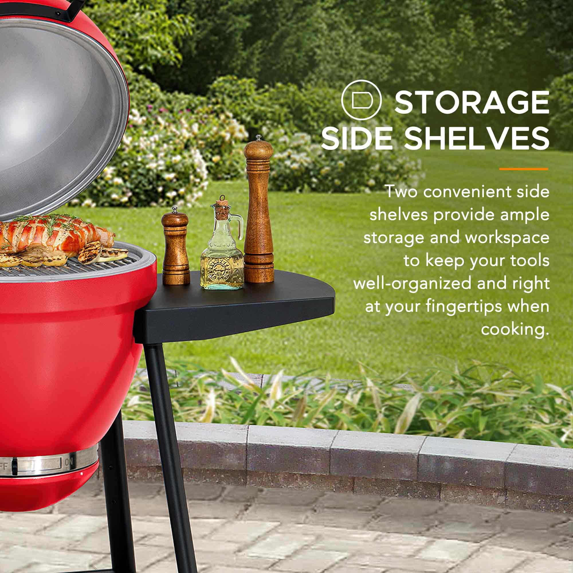 Sunjoy Charcoal Grill 20-Inch Kamado Grill Outdoor Egg Grill with Pizza Stone, Ultimate BBQ Grill and Smoker with Wheels
