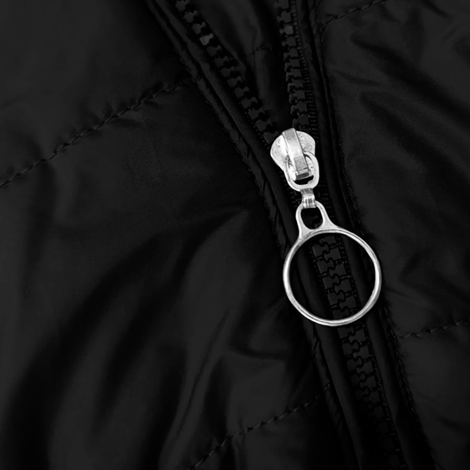 VINUSLI Long Puffer Jacket for Women Full Zip Quilted Fleece Lined Warm Hoodie Jackets Plus Size Parka Coat​ Black,XXXL