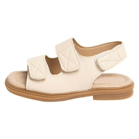 Caqnni Toddler Girls Little Kids Close Toe Sandals - Flower Girl Dress Flats Summer Shoes Formal & Dailywear Girls Shoes
