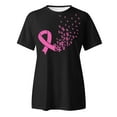 thumbnail image 4 of Lroveb Breast Cancer Awareness Shirts for Women Elegant Casual Printed Short Sleeve V Neck T Shirt Tops Pink Ribbon Graphic Tees Black, 4 of 5