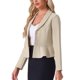 thumbnail image 4 of Blazer corto de trabajo INSPIRE CHIC para mujer con cuello de solapa, manga larga, volantes, chaqueta casual de oficina L beige, 4 of 6