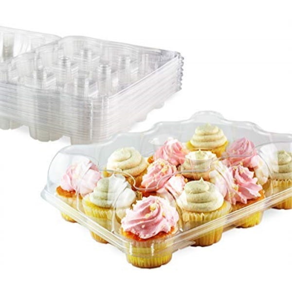 chefible premium 12 plastic disposable cupcake carrier container box