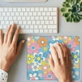 thumbnail image 3 of Colorful Retro Flowers Square Mouse Pad Cute Floral Waterproof Mouse Mat NonSlip Rubber Base with Durable Stitched Edges Perfect for Gaming, Home Office, and Wireless Mouse Use, 3 of 6