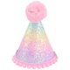 thumbnail image 1 of 1 Gorro de cumpleaños adorable para bebé con pompón de piel sintética y corona arcoíris para fiestas, 1 of 7