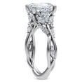thumbnail image 2 of Spot Jewel 14K White Gold Plated Twisted Vine Solitaire Diamond Ring - 2.3 Ct Lab Created Emerald Cut Diamond with Accent Stones - Elegant Engagement & Wedding Jewelry for Special Occasions, 2 of 3