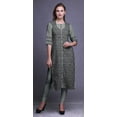 thumbnail image 2 of Bimba Kurti Longue Droite pour Femmes Imprimée Indienne en Rayonne Slub Tunique à Manches 3/4, 2 of 6