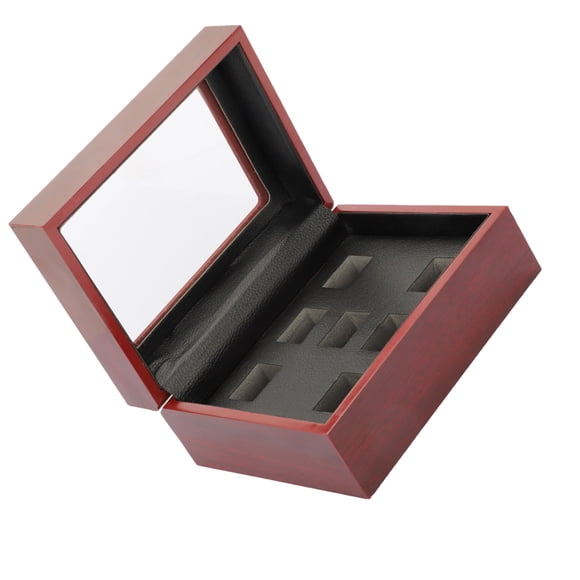 7-Hole Championship Ring Display Box , Transparent Panes for Displaying Football, Basketball, Baseball Rings