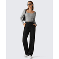 thumbnail image 4 of G4Free Waffle Wide Leg Casual Pants for Women – Comfy Sweatpants Lounge Pants with Pockets, 4 of 7