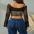 thumbnail image 2 of Hauts Courts pour Femmes Couleur Unie Manches Longues Design Découpé Mode Urbaine, 2 of 7
