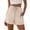 Beige, variant on TaTaai Womens Womens Casual Drawstring Elastic Waist Shorts Linen Texture Ruffle Trim Loose Fit With Pockets Soft Comfy Lightweight Short Pants For Home Daily Gift