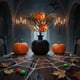 thumbnail image 1 of 1 ramo decorativo de Halloween con rosas negras, hojas de arce y calabazas para la fiesta de Acción de Gracias, color negro, 47 x 24 cm. Yulucky, 1 of 9