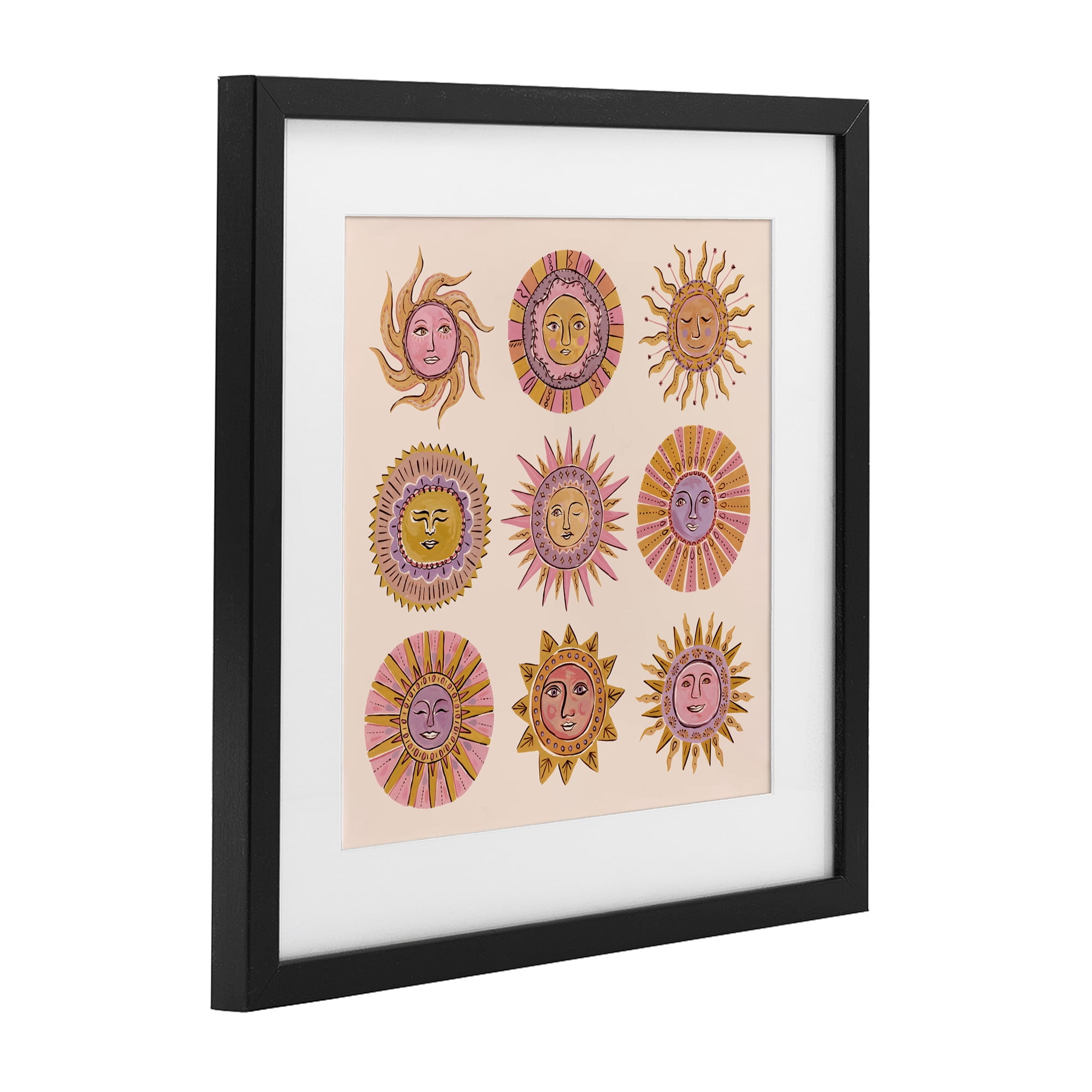 Stupell Industries Boho Solar Faces Black Framed Print Under Glass, design by Two If By Sea Studios