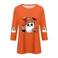 thumbnail image 6 of Trgacdwlo Halloween 3/4 Length Sleeve Womens Tops Cat Pumpkin Print Women's Crew Neck Shirts Ghost Graphic Spooky Fall Pullover Tops XL, 6 of 7