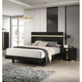 thumbnail image 2 of Miekor Furniture Modern Black 3pc Bedroom Set Eastern King Size Bed w LED 2x Nightstands Mattress Ready Furniture Acrylic Trim 55837, 2 of 12