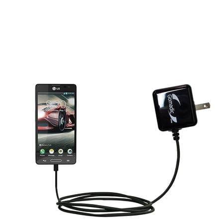 Gomadic Intelligent Compact AC Home Wall Charger suitable for the LG Optimus F7 - High output power with a convenient, foldable plug design - Uses Tip