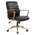 thumbnail image 1 of Mid-Back Black Faux Leather Chair with Gold Finish Arms and Base K/D, 1 of 7